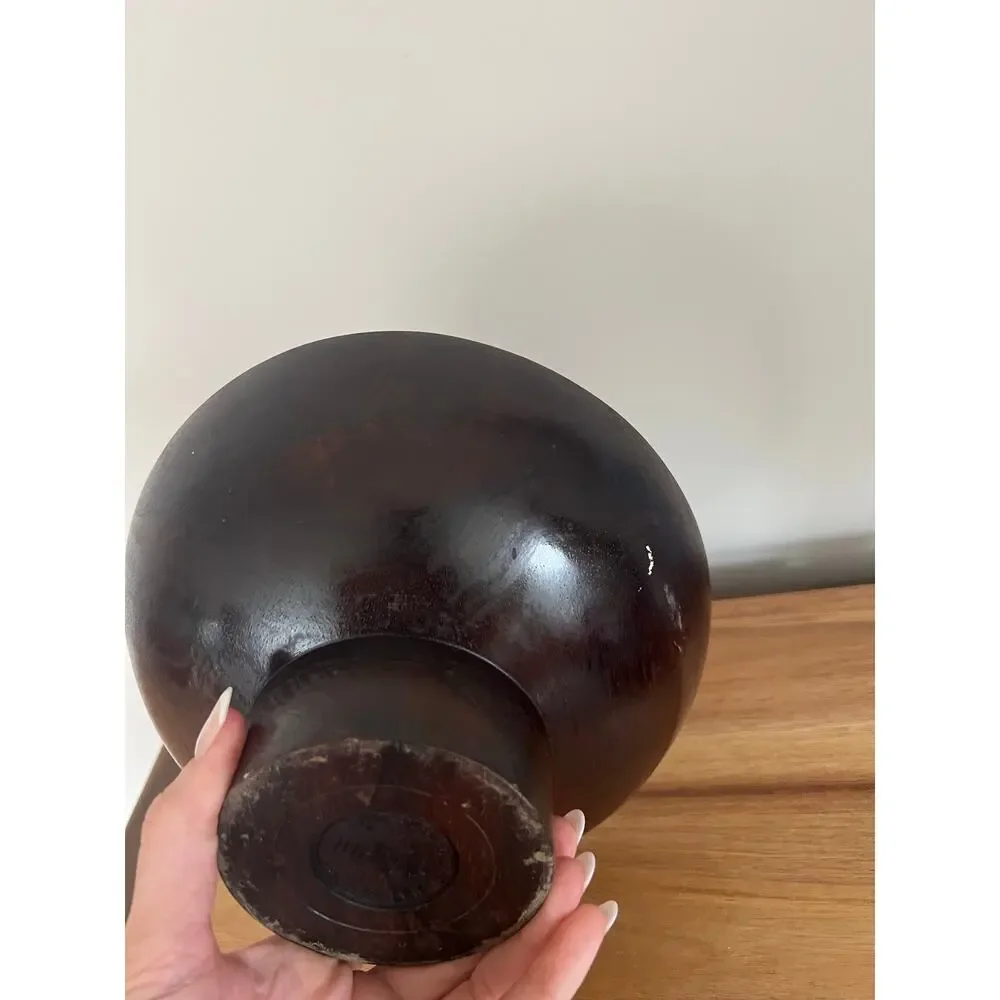 Vintage John May Hand Turned Teak Bowl Signed Jackson NH JL